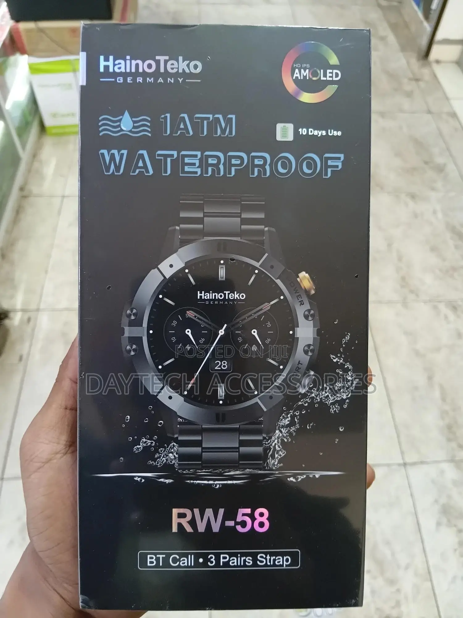 Hainoteko Rw58 Round Smart Watch With 3 Set Strap