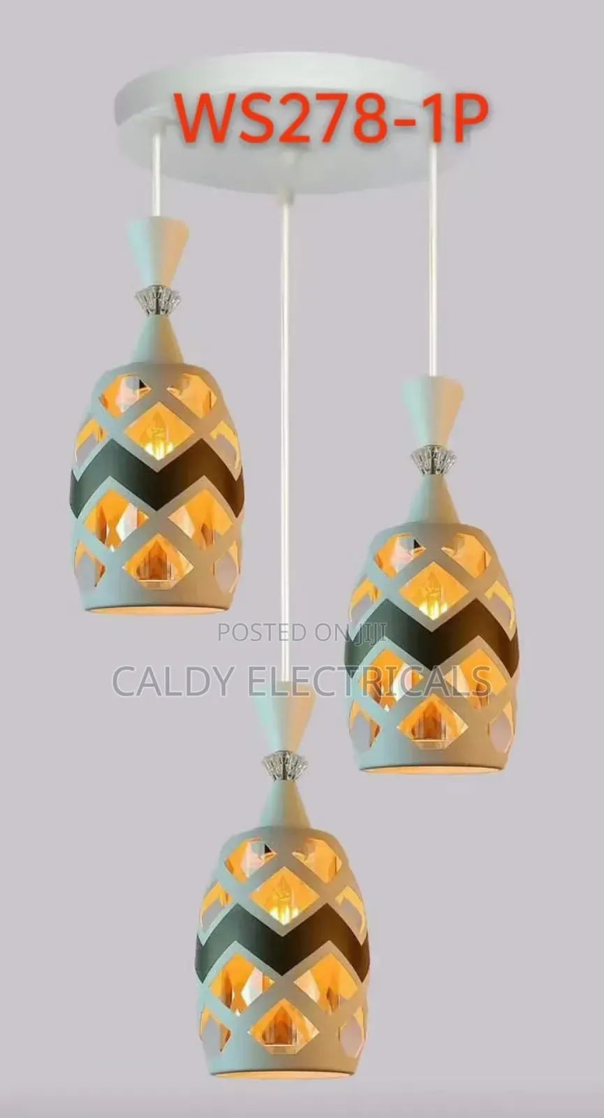 Unique Gold-Colored Three-Light Metal Pendant Light Kp8