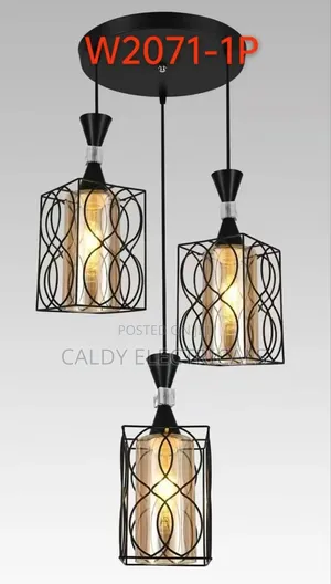 3-Light Pendant Light With a Black Metal Cage Fcx3
