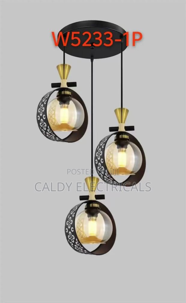 3-Light Pendant Light With a Black Metal Cage Fcx3 - thumbnail 3