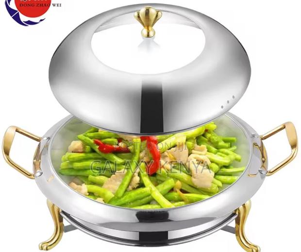 Stainless Steel 28cm Golden Furnace Chaffing Dish Food Warmer