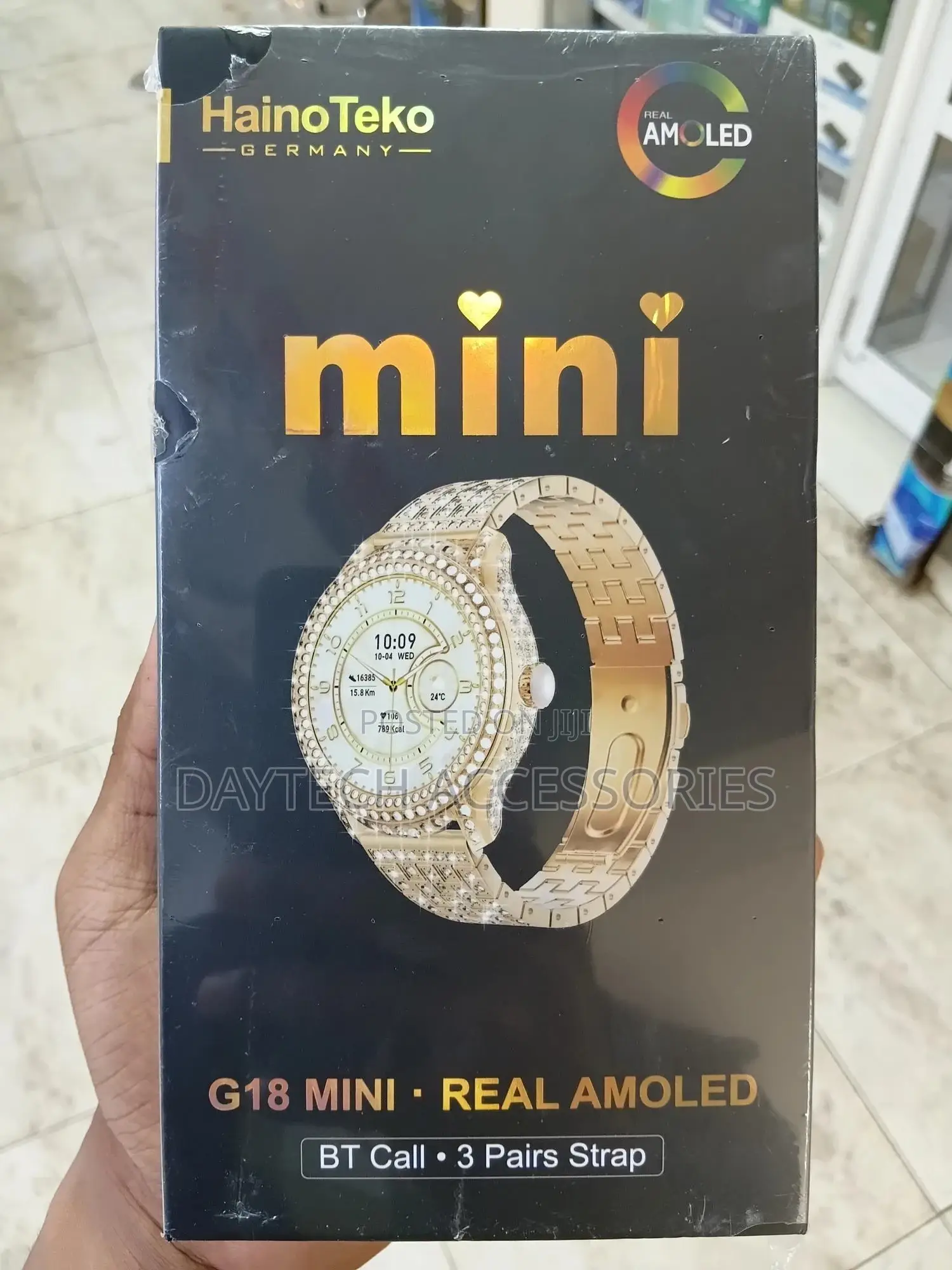 Hainoteko G18 Mini Ladies Smart Watch With Amoled Display 3 Pair Strap