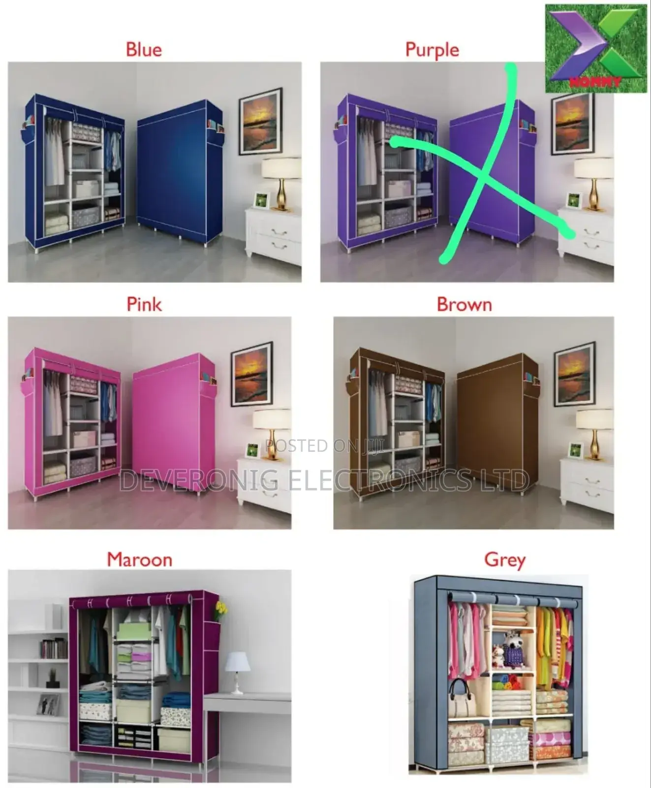 Three Column Wooden Wardrobe