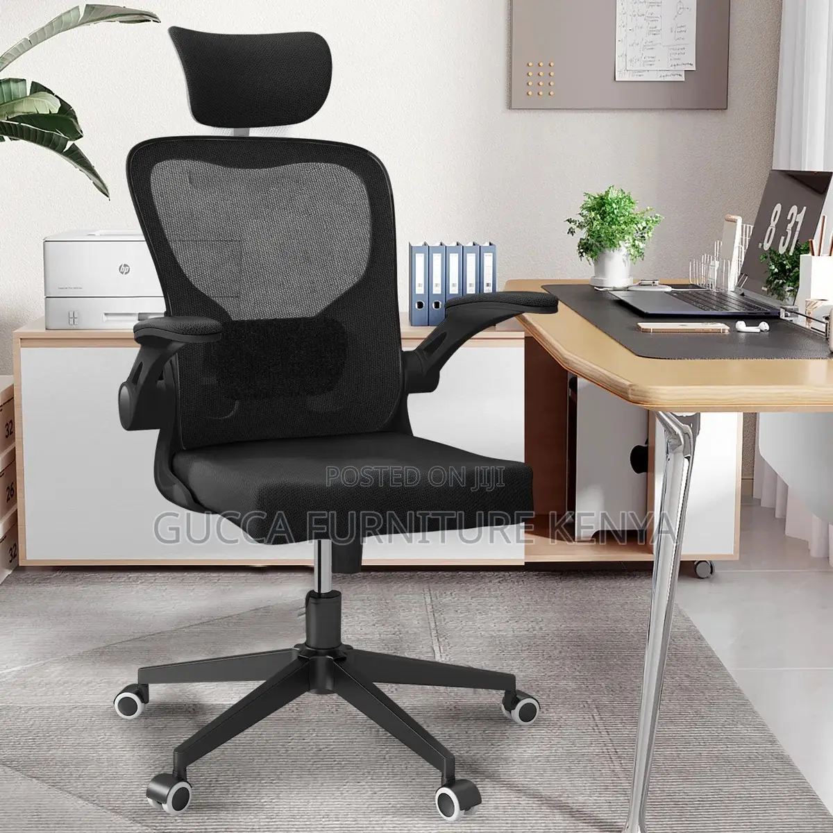 High Back Orthopedic Chair With Flip Armrest