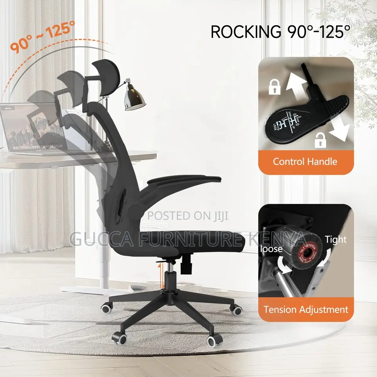 High Back Orthopedic Chair With Flip Armrest