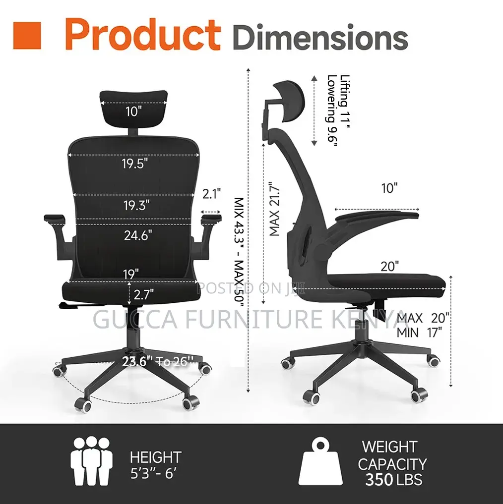 High Back Orthopedic Chair With Flip Armrest