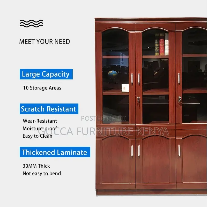 3-doors Mahogany Office Filling Cabinet