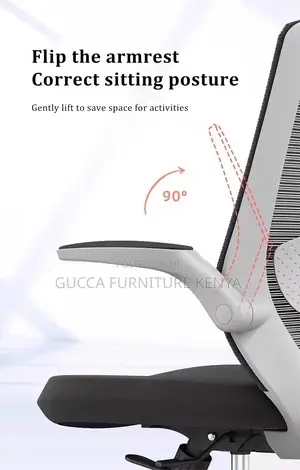 Mid Back Orthopedic Chair With Flip Armrest