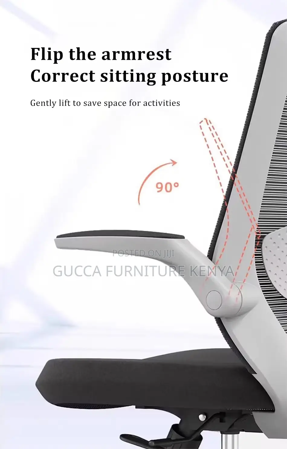 Mid Back Orthopedic Chair With Flip Armrest
