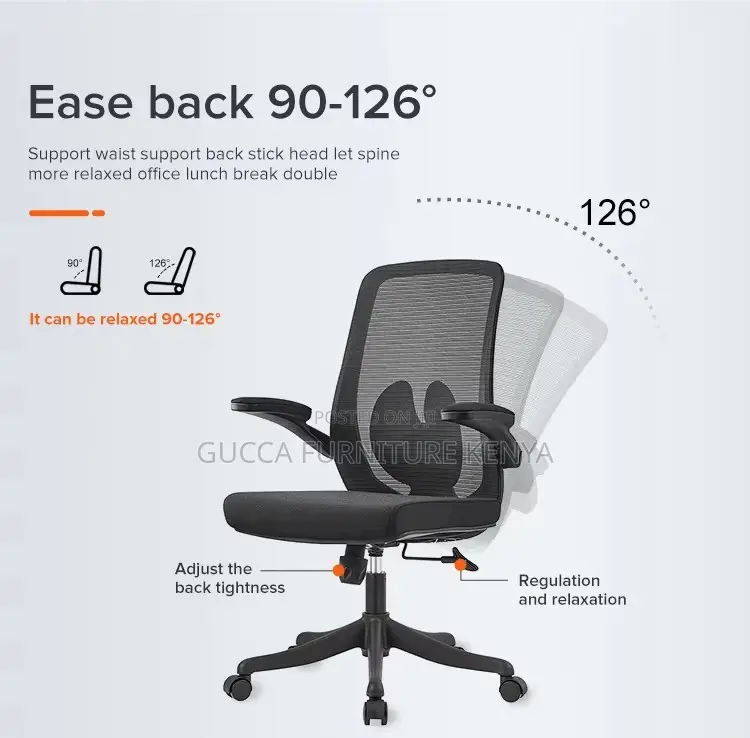 Mid Back Orthopedic Chair With Flip Armrest