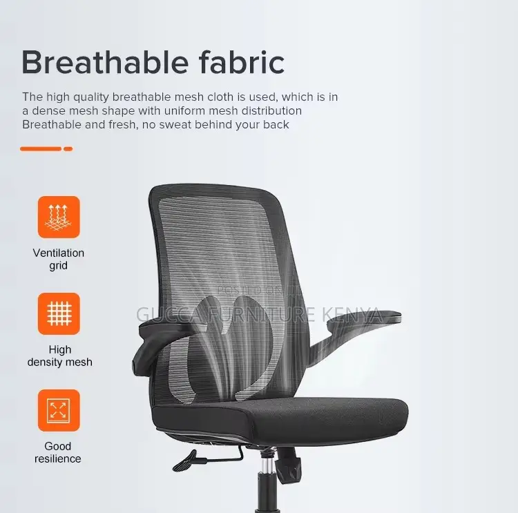 Mid Back Orthopedic Chair With Flip Armrest