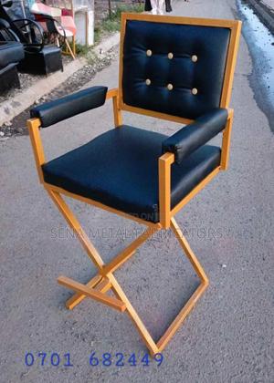 Makeup Chair Featuring a Gold Metal Frame - main view