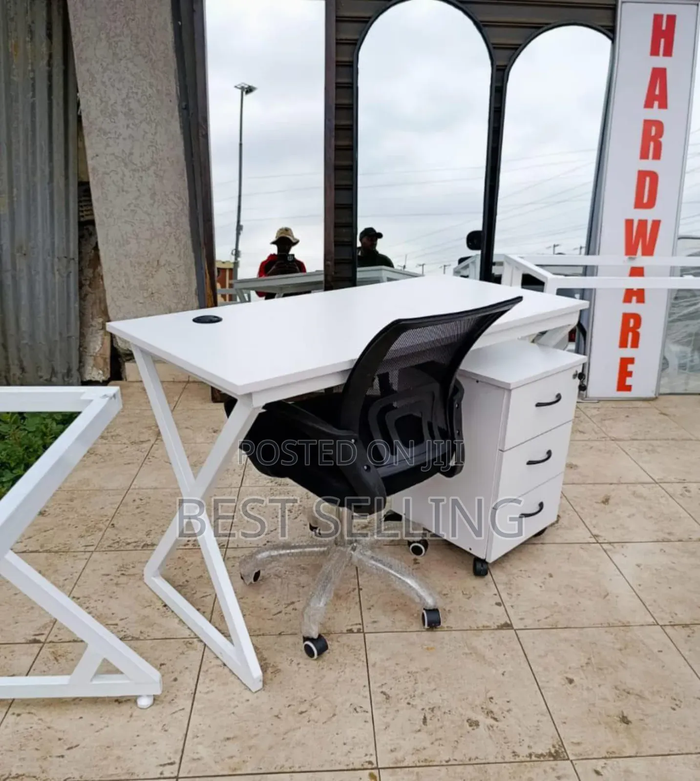 Metallic Table and Office Chair