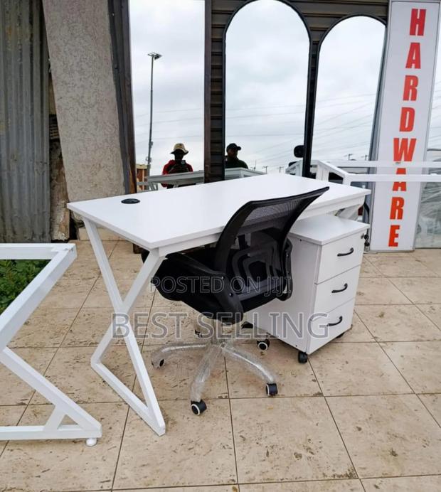Metallic Table and Office Chair - main view