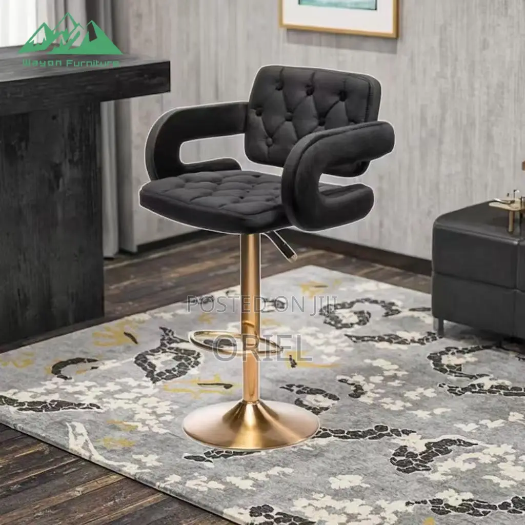 Modern Barstool With Arms : Tufted Adjustable Barstool