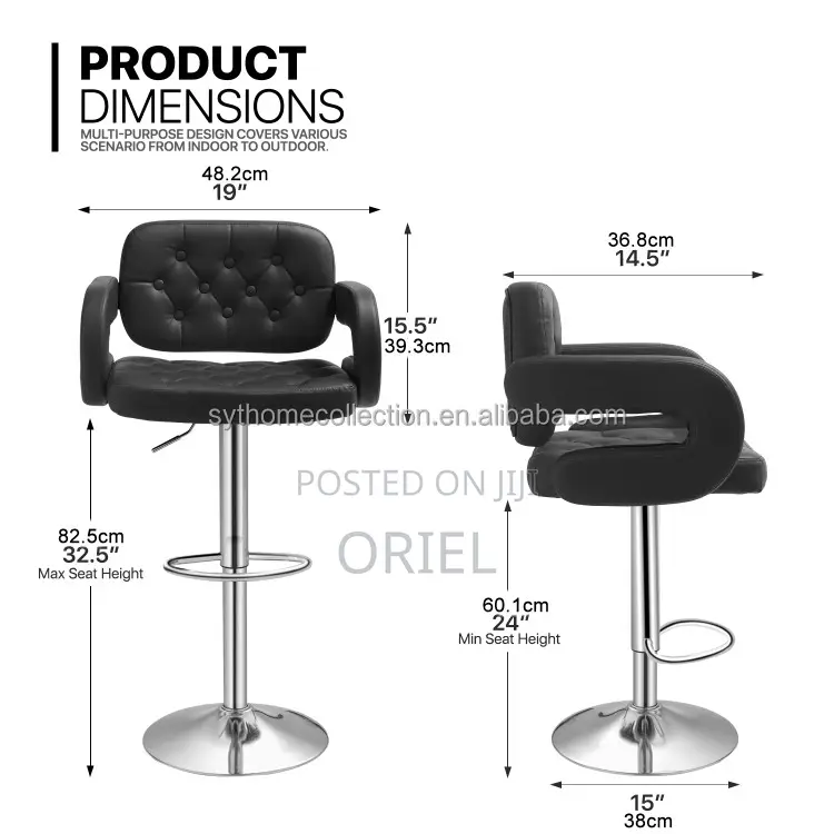 Modern Barstool With Arms : Tufted Adjustable Barstool