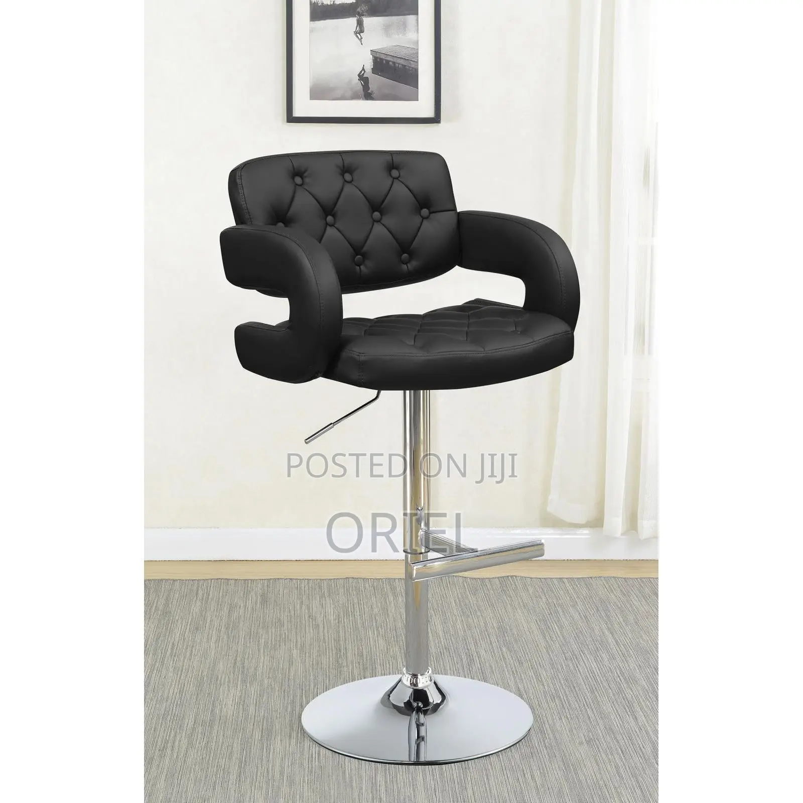 Modern Barstool With Arms : Tufted Adjustable Barstool