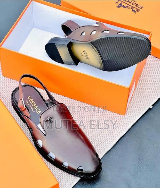 Black Maroon Versace Strappy Mules - thumbnail 4