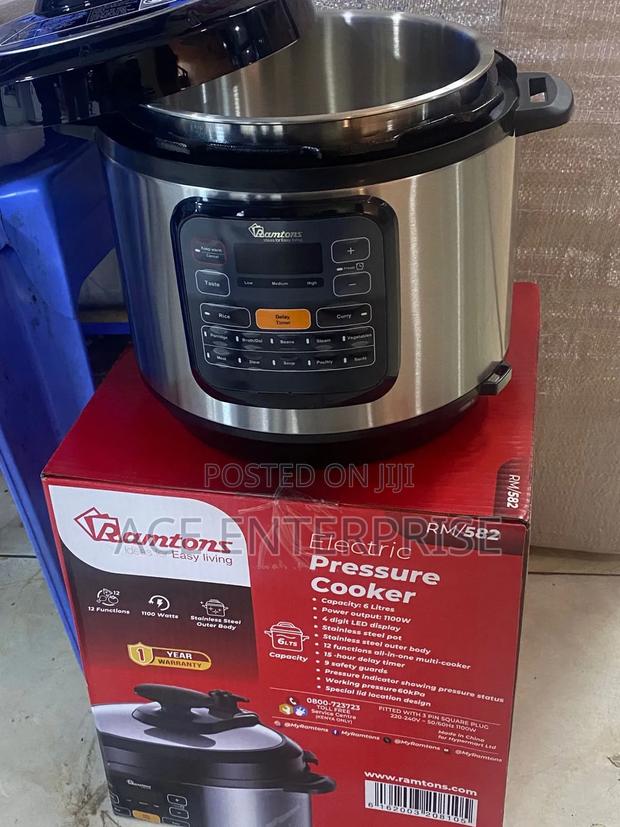 6 Litres Ramtons Electric Stainless Pressure Cooker -12 Settings - main view
