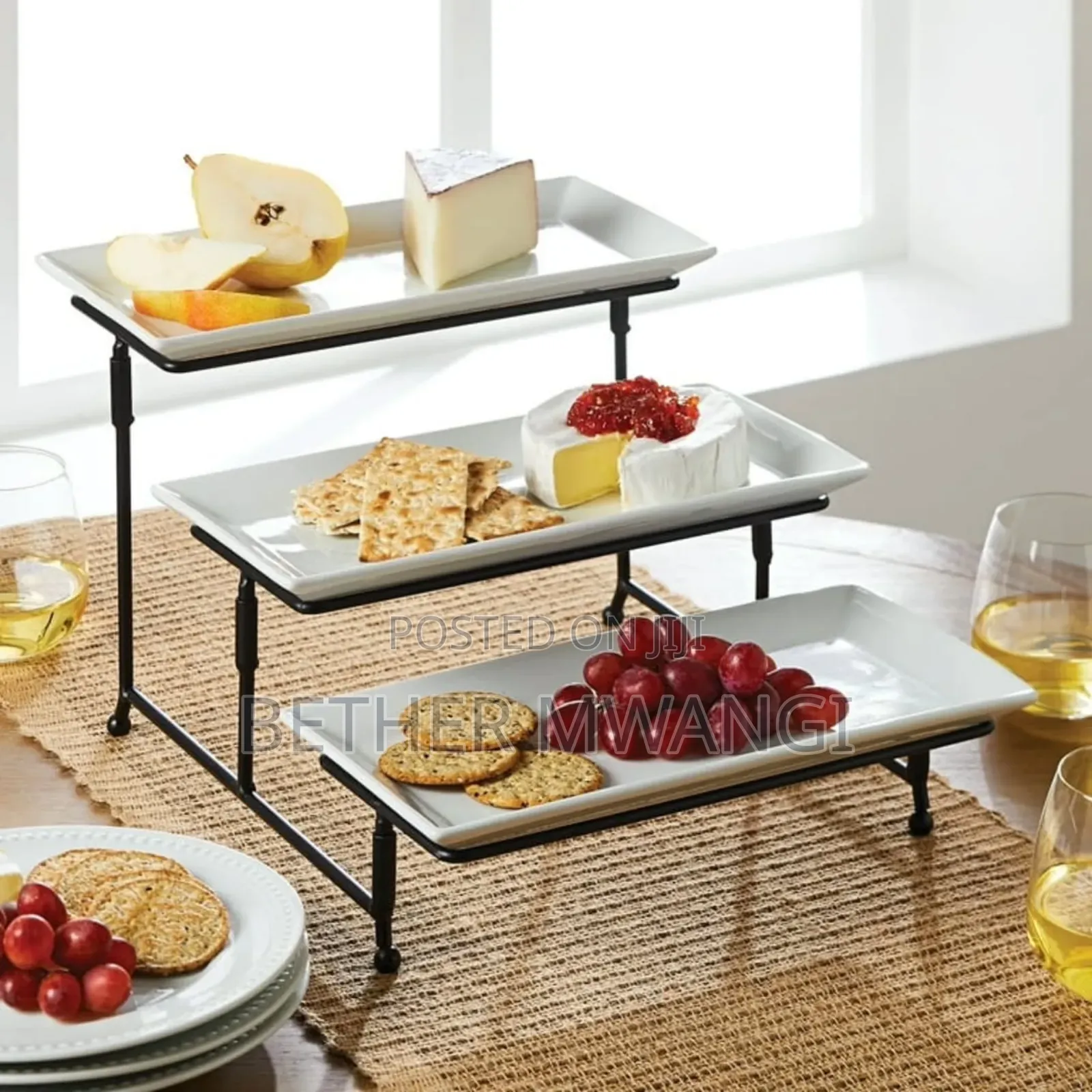 White Porcelain 3-tier Serve Set In Kenya