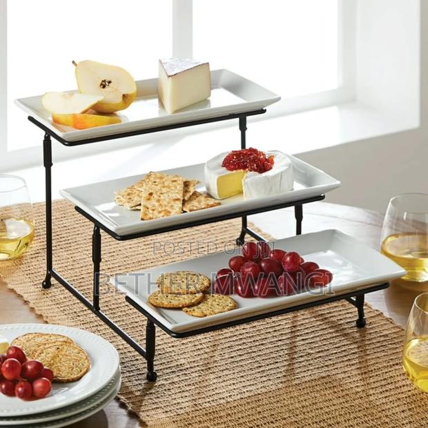 White Porcelain 3-tier Serve Set In Kenya - thumbnail 2