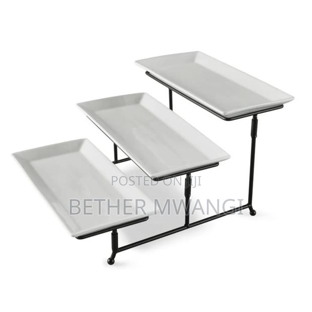 White Porcelain 3-tier Serve Set In Kenya - thumbnail 4