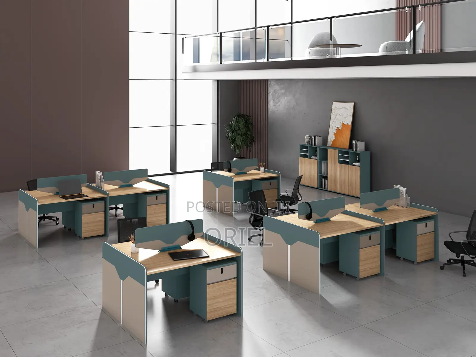 Office Workstation : 4-Way Executive Office Workstation