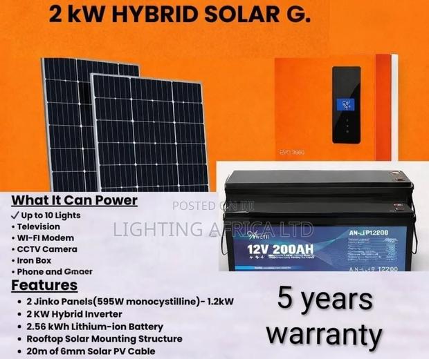 2kw Inverter - (2)595w Jinko Solar - 300ah Lithium Battery Off-Grid