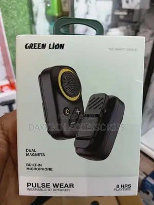 This Is a Green Lion Pulse Wear Wearable Bluetooth Speaker.