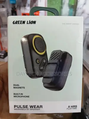 This Is a Green Lion Pulse Wear Wearable Bluetooth Speaker.