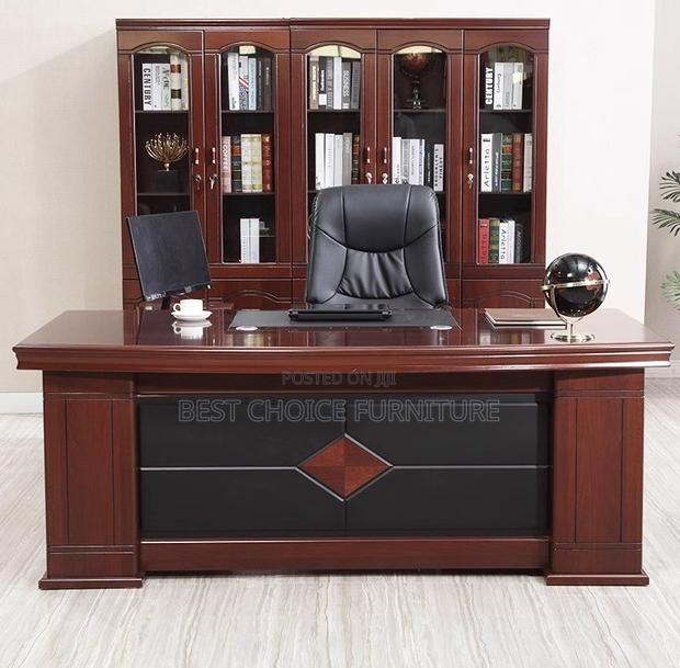 Durable 2m Mahogany L-Shaped Executive Office Desk With Storage - main view