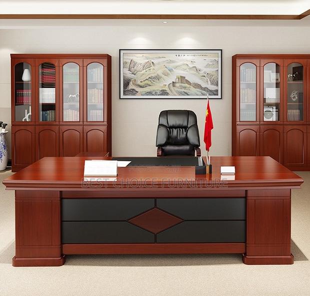 Durable 2m Mahogany L-Shaped Executive Office Desk With Storage - thumbnail 4