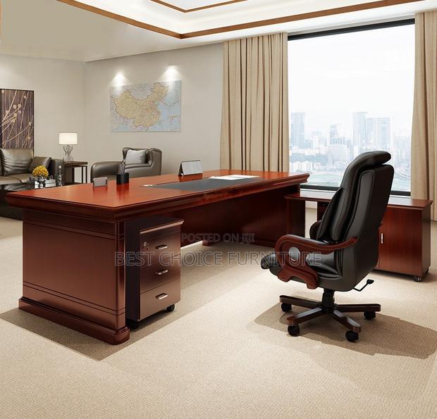Durable 2m Mahogany L-Shaped Executive Office Desk With Storage - thumbnail 5