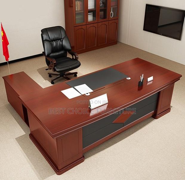 Durable 2m Mahogany L-Shaped Executive Office Desk With Storage - thumbnail 7