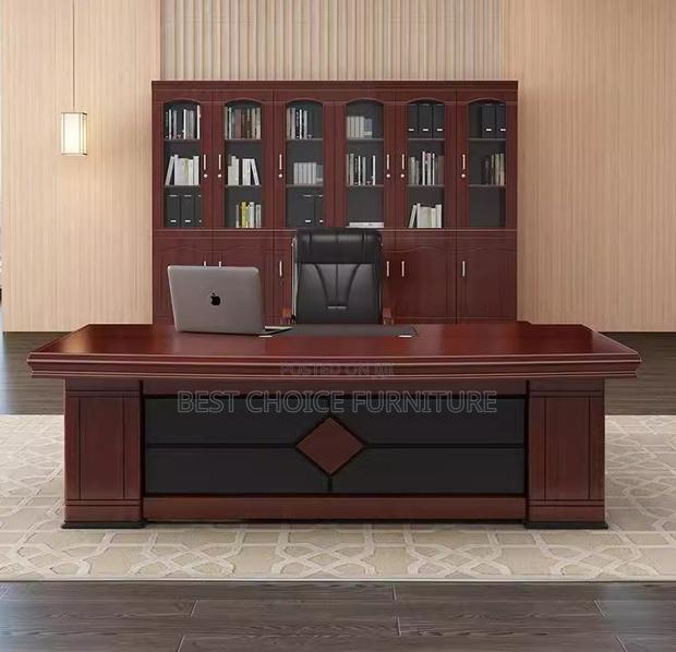 Durable 2m Mahogany L-Shaped Executive Office Desk With Storage - thumbnail 12