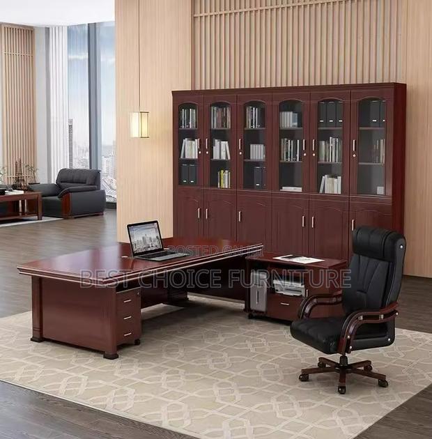 Durable 2m Mahogany L-Shaped Executive Office Desk With Storage - thumbnail 15
