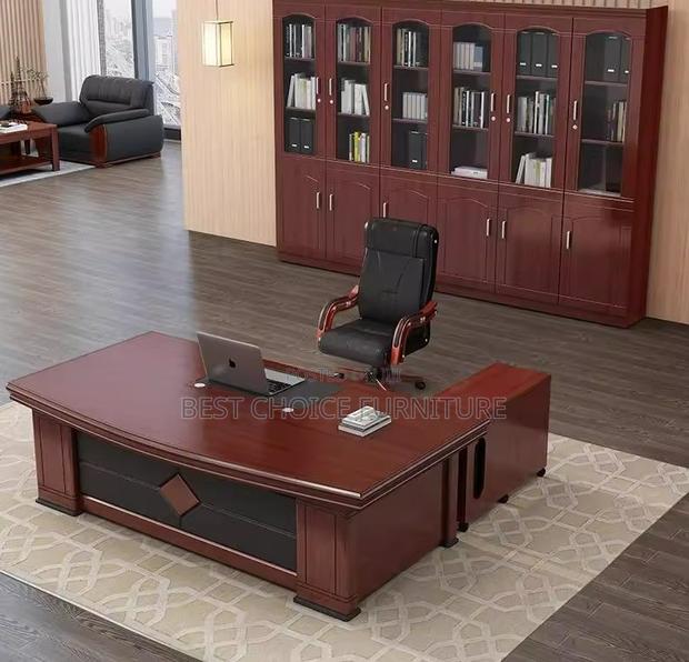 Durable 2m Mahogany L-Shaped Executive Office Desk With Storage - thumbnail 16
