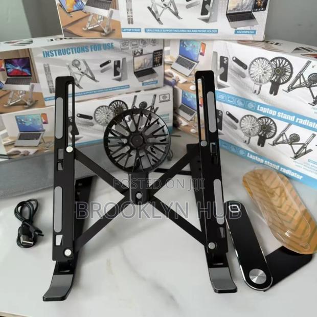 Adjustable, Foldable Laptop Stand With a Built-in Cooling Fan.