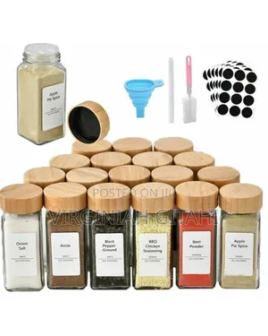 29 PCS Set Glass Storage Jars With Bamboo Lid .