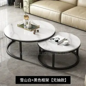 2 in 1 Pure Marble Table With Black Stand