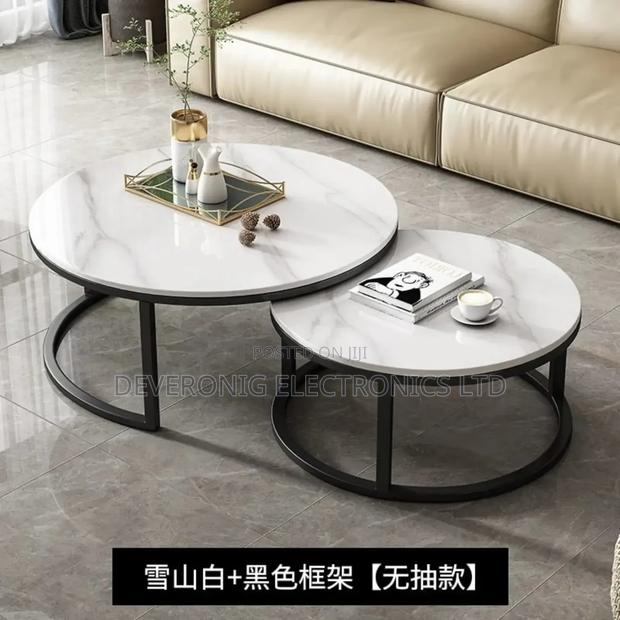 2 in 1 Pure Marble Table With Black Stand