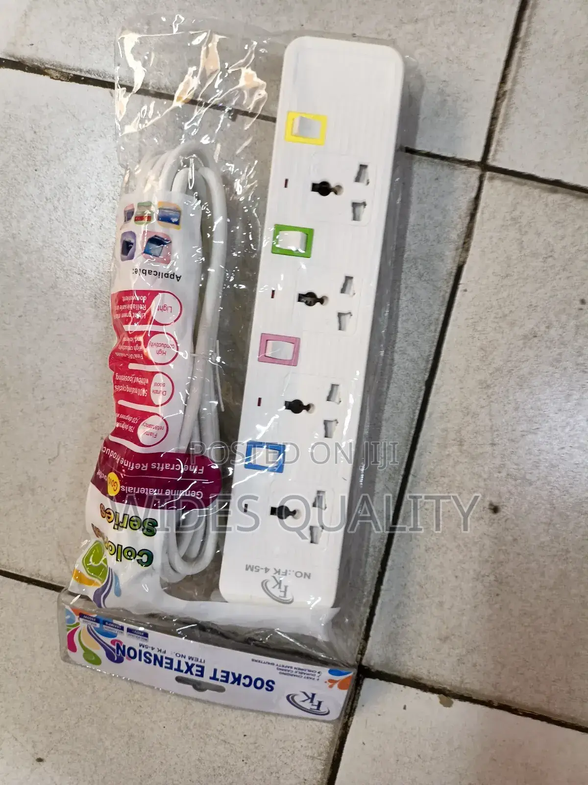 6-Way Extension Socket With Individual Switches and a 5-Meter Cable.