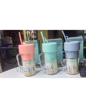 Blue Mini Straw Juice Cup Portable Fruit Blender*.