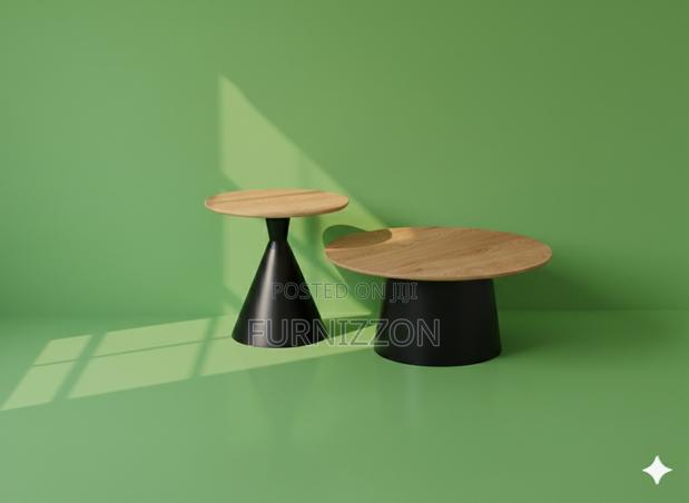 Stylish Wooden Top Two Piece Round Table for Home