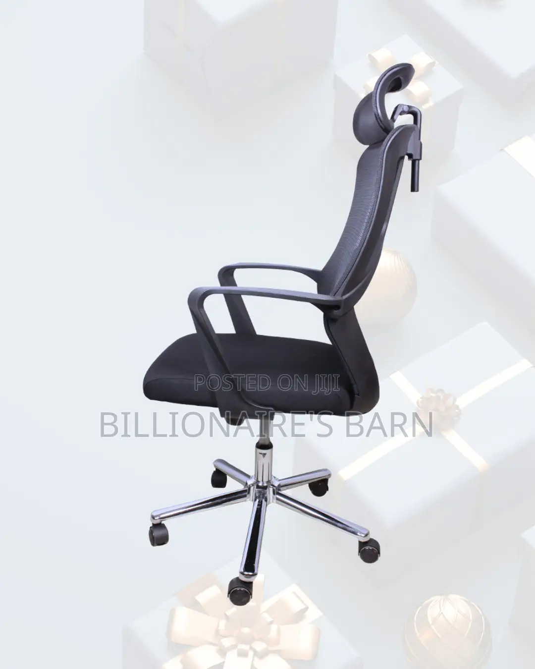 Black High-Back Mesh Chair |Smooth Rolling Comfort for Busy Workdays |