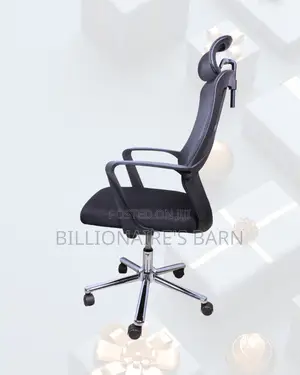 Black High-Back Mesh Chair |Smooth Rolling Comfort for Busy Workdays |