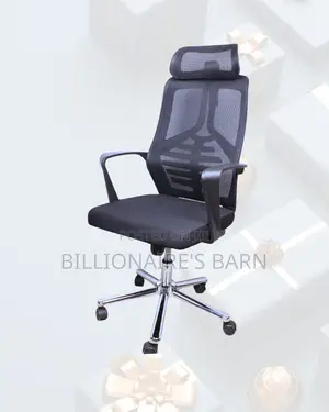Black High-Back Mesh Chair |Smooth Rolling Comfort for Busy Workdays |