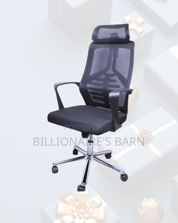 Black High-Back Mesh Chair |Smooth Rolling Comfort for Busy Workdays | - thumbnail 2