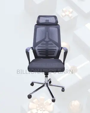 Black High-Back Mesh Chair |Smooth Rolling Comfort for Busy Workdays |