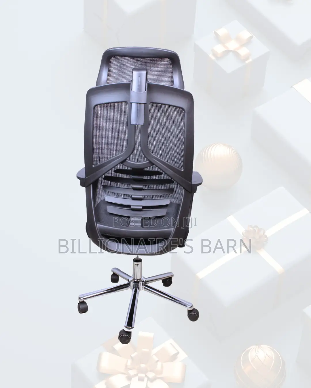 Black High-Back Mesh Chair |Smooth Rolling Comfort for Busy Workdays |